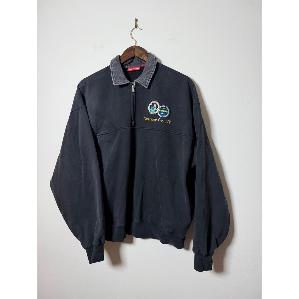 Supreme denim collar half zip sweatshirt